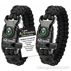 A2S Protection Paracord Bracelet K2-Peak - Survival Gear Kit with Embedded Compass, Fire Starter, Emergency Knife & Whistle Black / Sand Camo 9